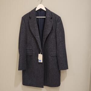 Boden Men's Grey/Blue Overcoat- Size 42R